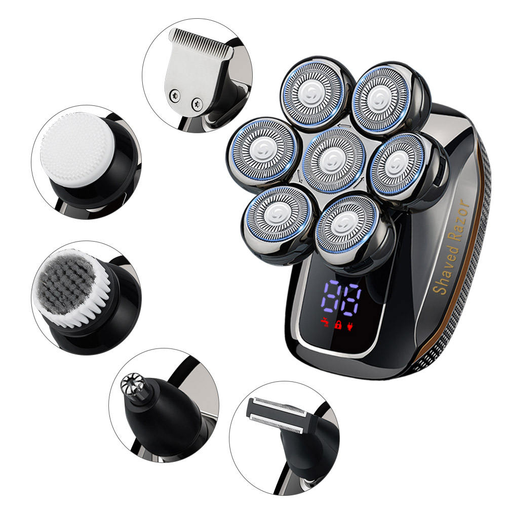 RQ-6871 Afeitadora de cabeza eléctrica de 7 cuchillas para calvicie y cabezal flotante