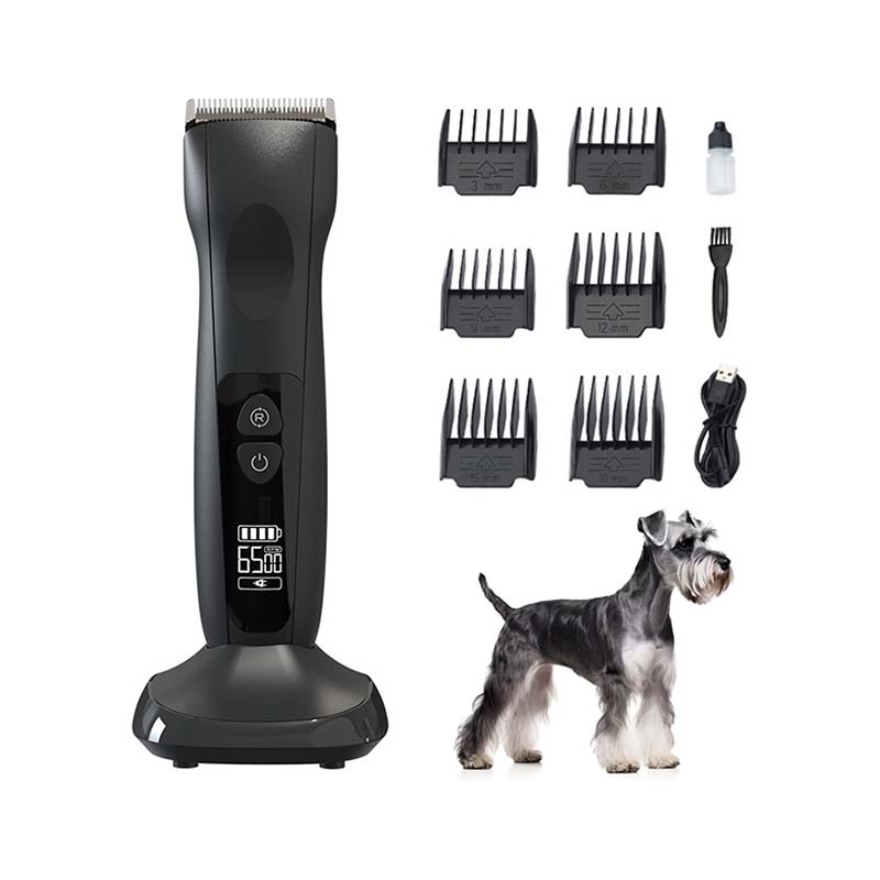 Cortadora de mascotas profesional QR-P985 con pantalla LED y 9 accesorios